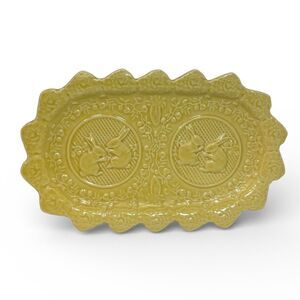 Bordallo Pinheiro Yellow Bunny Rabbit Platter Retired 13” Easter Spring